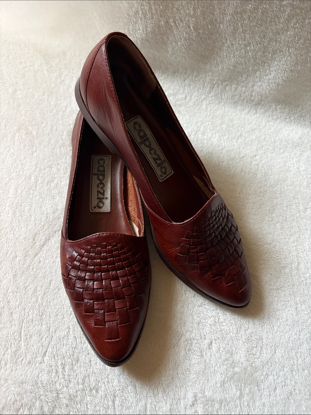 Capezio Burgundy Woven Pointed Toe Slip-Ons